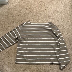 Old Navy Brown and White Striped Long Sleeve Top